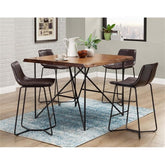Alpine Furniture Live Edge Pub Table, Brown and Black
